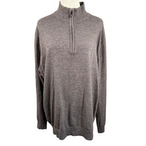 Foundry Mens 3XL 1/4 Zip Sweater Brown Marled Cotton Knit Pullover Preppy EUC